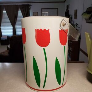 Vintage Tulip Ice Bucket Lucite Handle & Knob mrb 11" High